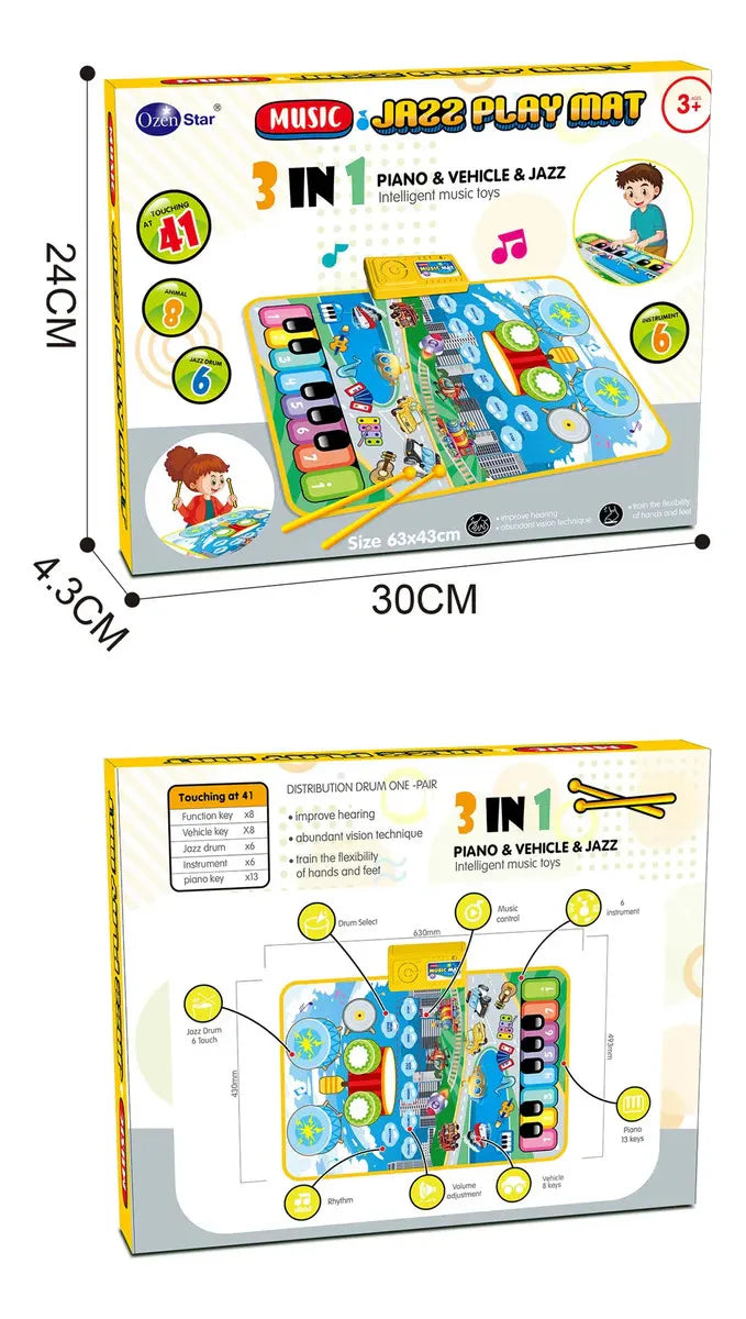 3 in 1 Musical Jazz Play Mat - Intelligent Music Toy
