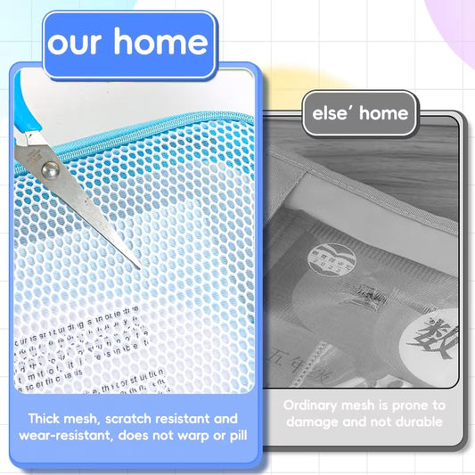 Light Color A4 Portable Zipper Mesh Subject Classification Document & Book Bag for Junior High School Students