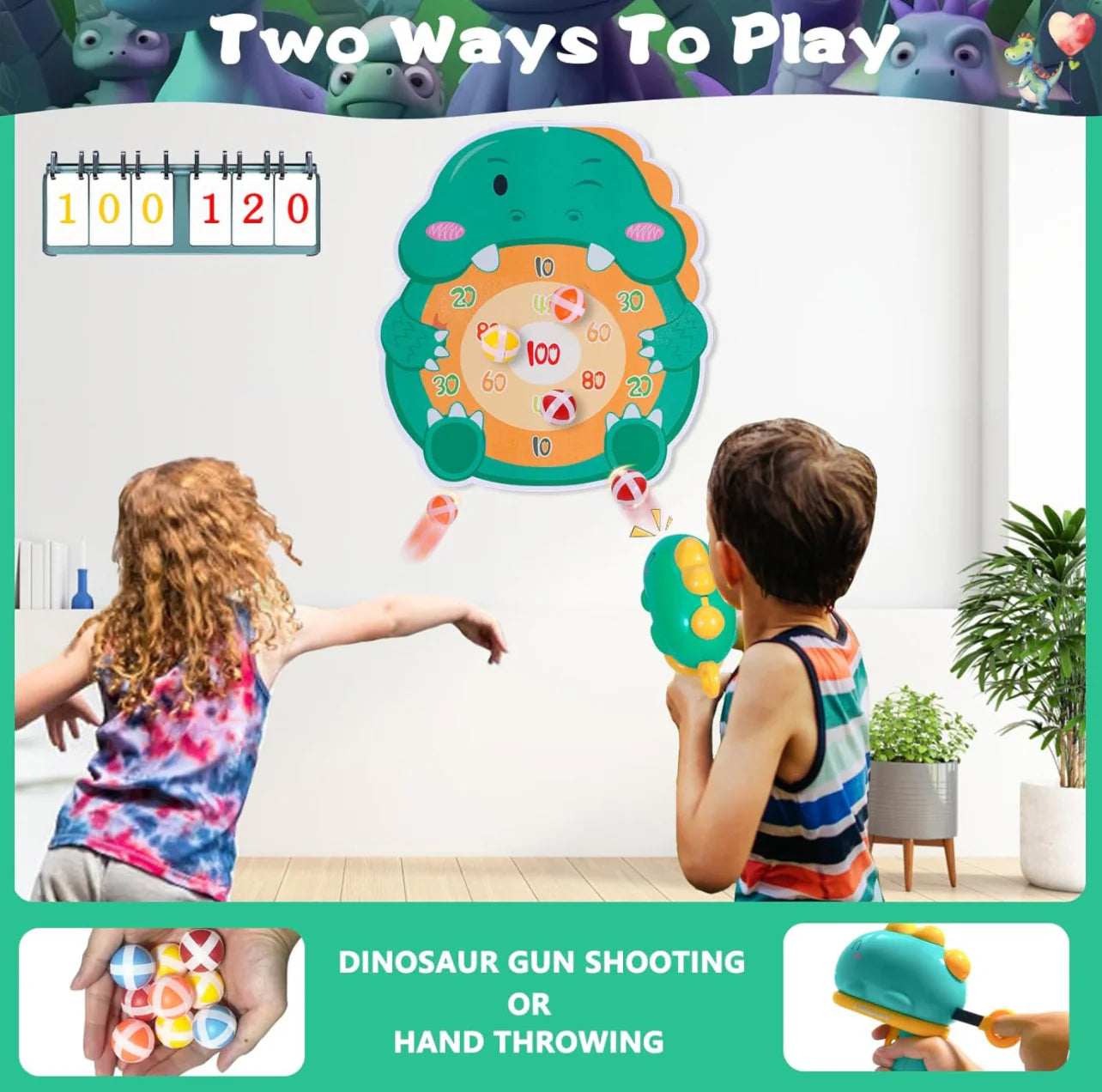 Dino Ball Gun: Aim Shooting Board Game