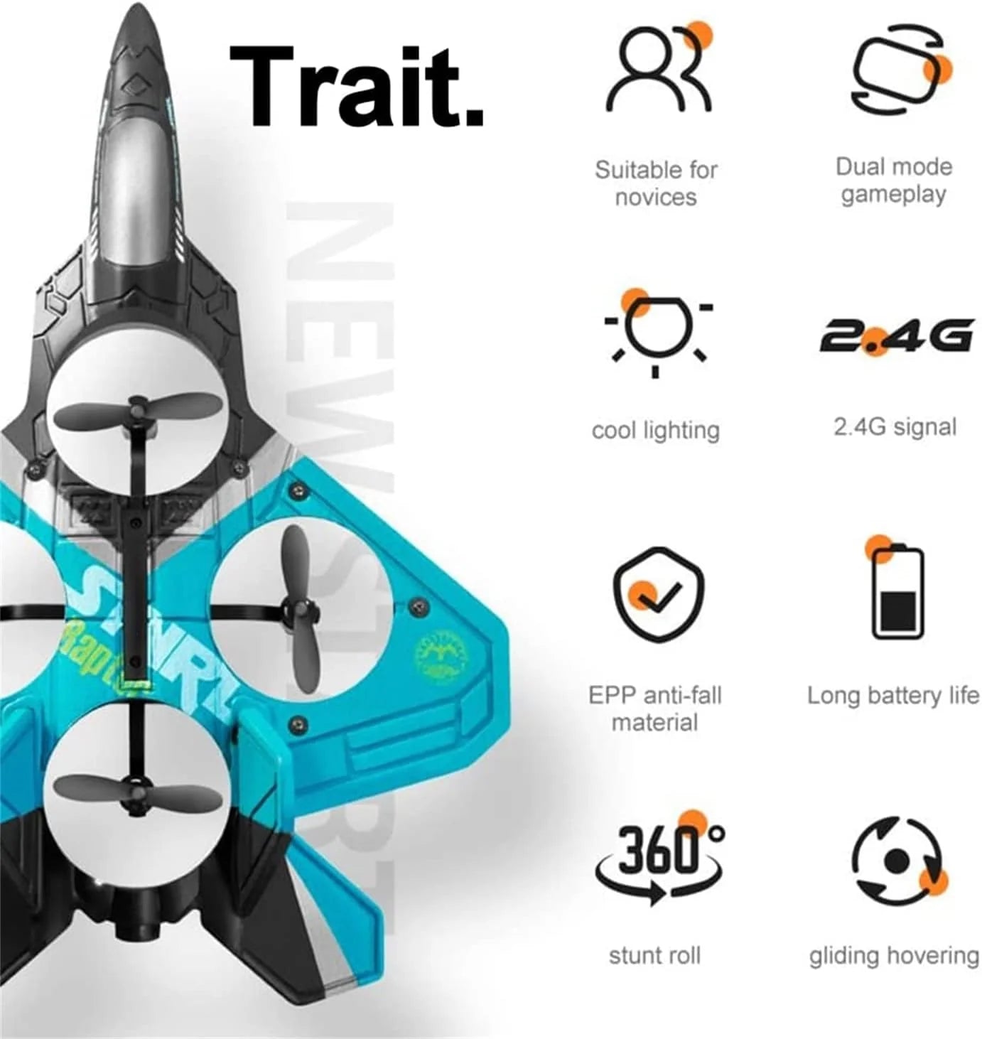 RC Jet Fighter | 2.4GHz, 360° Stunt Spin Remote & Light