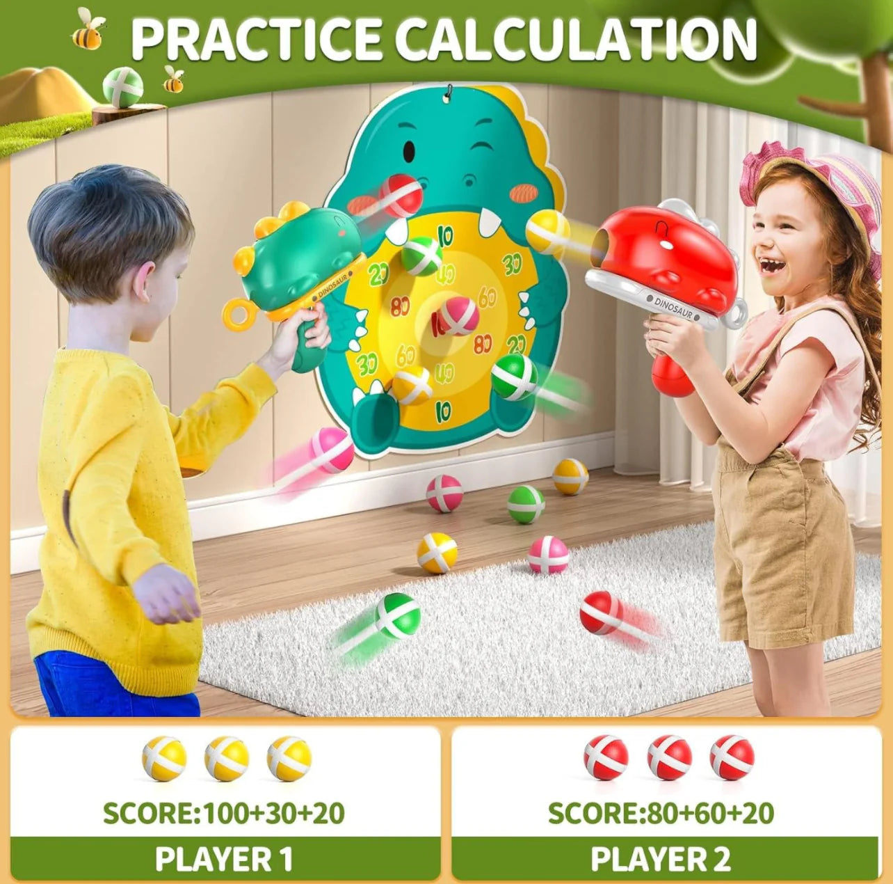 Dino Ball Gun: Aim Shooting Board Game
