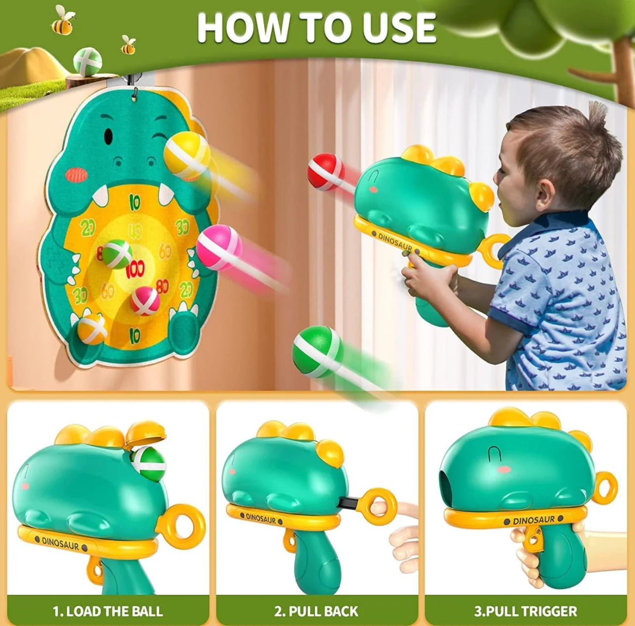 Dino Ball Gun: Aim Shooting Board Game
