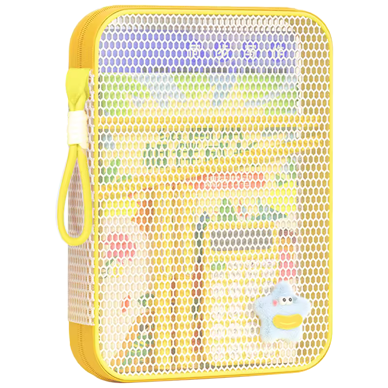 Light Color A4 Portable Zipper Mesh Subject Classification Document & Book Bag for Junior High School Students