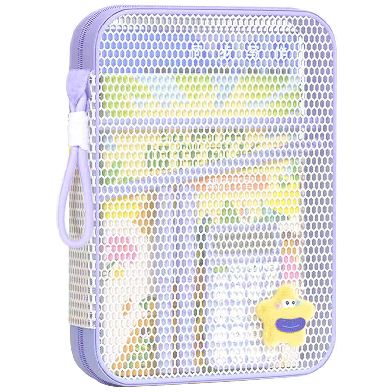 Light Color A4 Portable Zipper Mesh Subject Classification Document & Book Bag for Junior High School Students