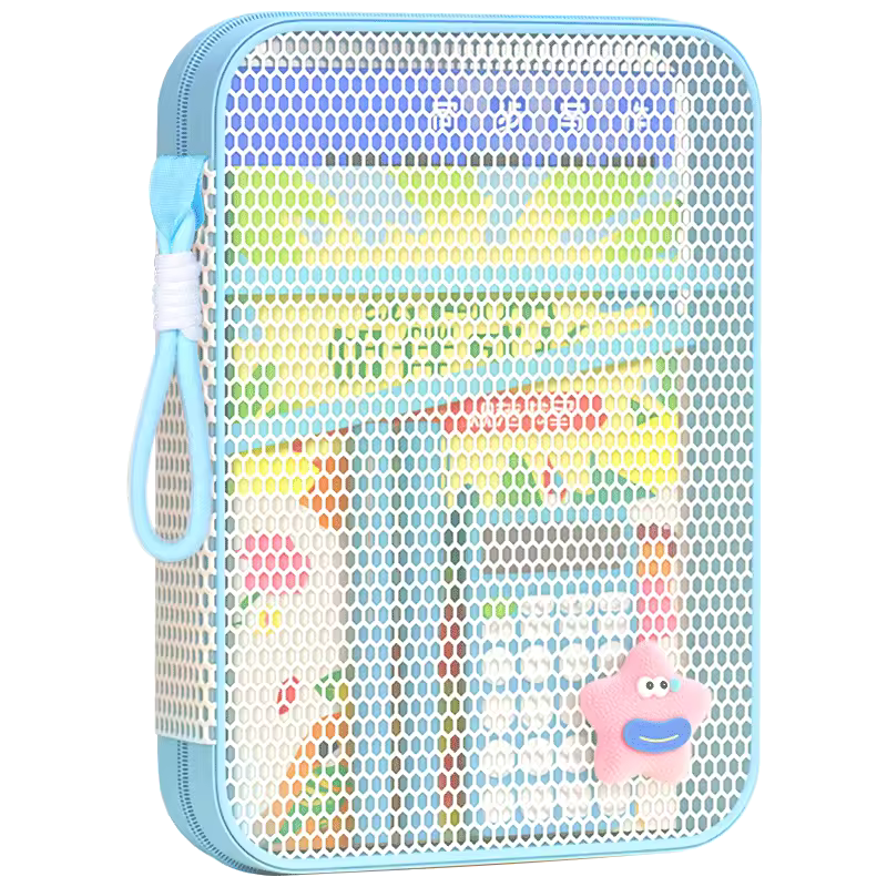 Light Color A4 Portable Zipper Mesh Subject Classification Document & Book Bag for Junior High School Students