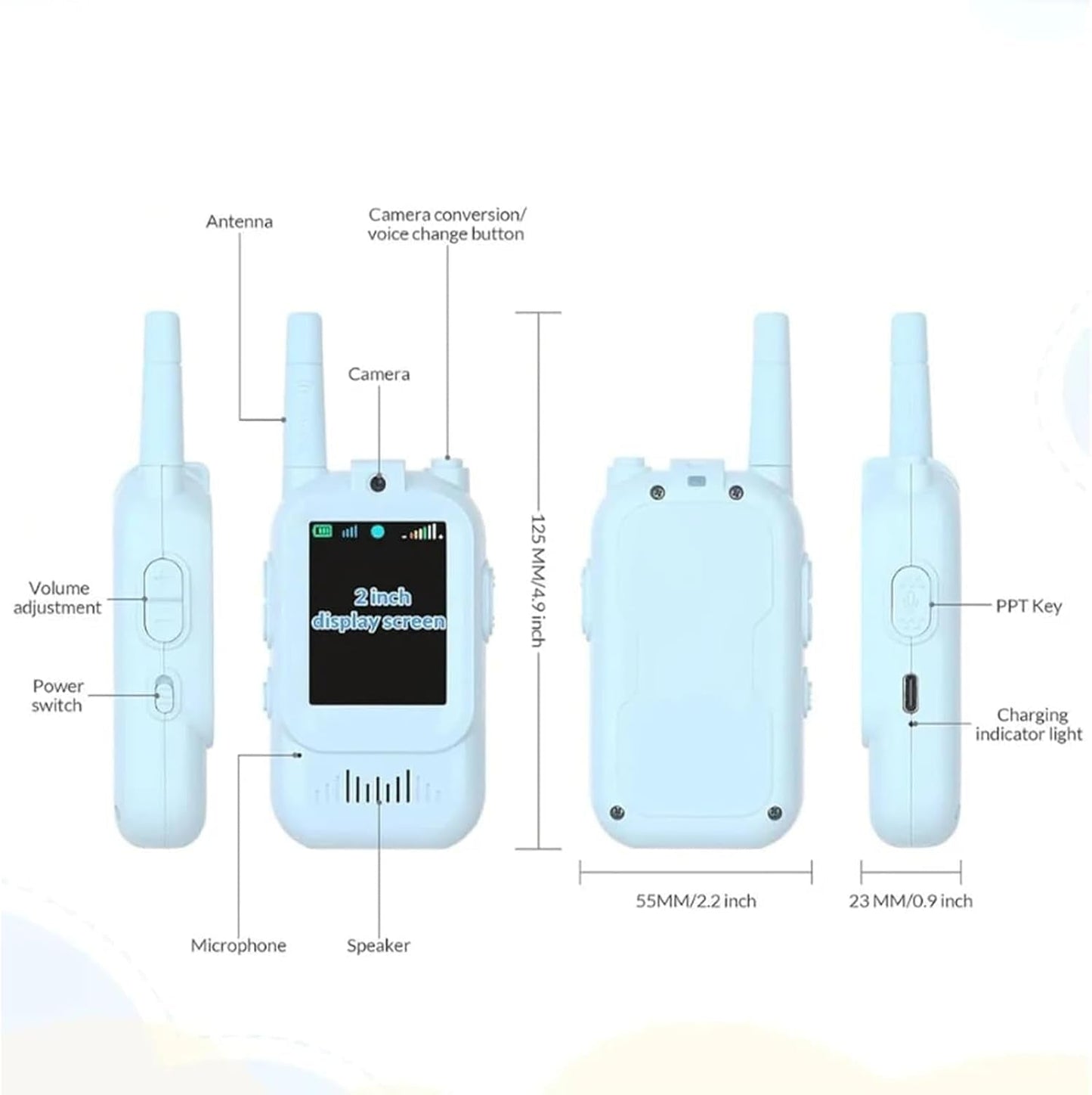 Video Walkie Talkies for Kids | HD Camera, Voice Changer & Screen Display