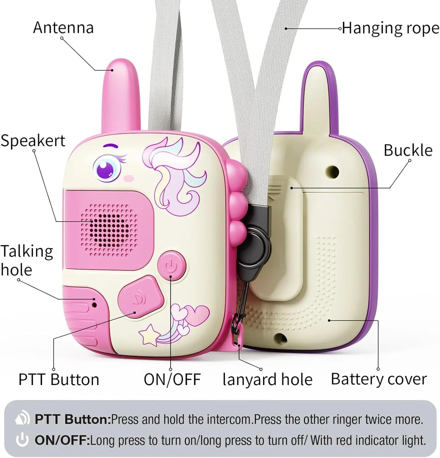 Girls' Walkie-Talkie Toy 2-Piece Set for Ages 3-8
