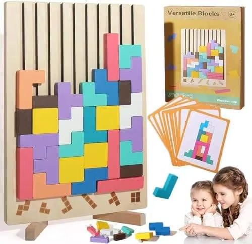 Macaroon Color 3D Russia Puzzle Block Educational Montessori Wooden Jigsaw Toy for Boys and Girls Made of Wood