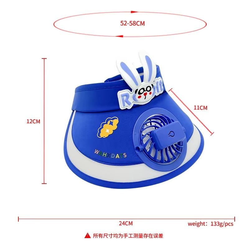 Children's Sun Protection Hat Baby Summer Empty Top Hat Outdoor Cartoon Rabbit Visor Cap With Large Brim