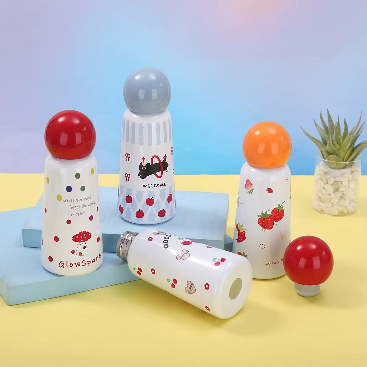 Cute 350ml Stainless Steel Mug Portable Outdoor Sports Water Cup New Vacuum Flask for Students and Children