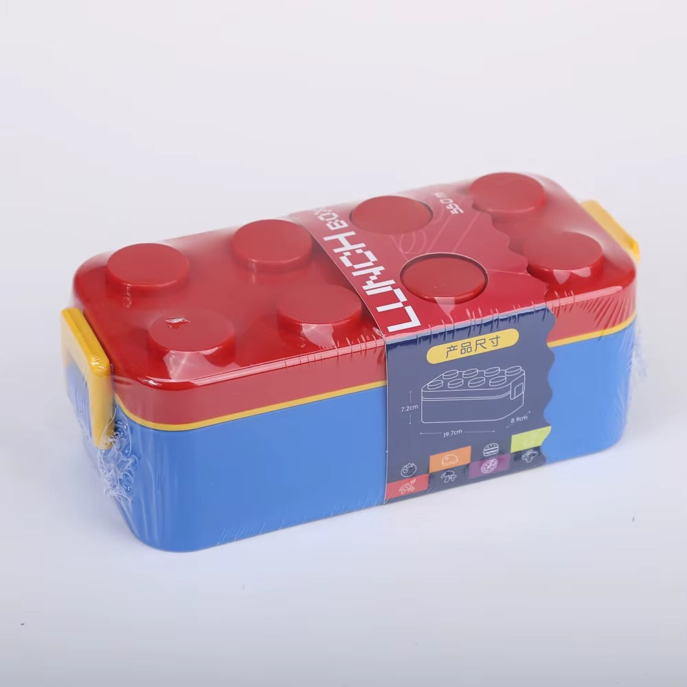 Blocks Lunch Box 550ml 2 Compartment Children's Plastic Lunch Bento Box with Spoon