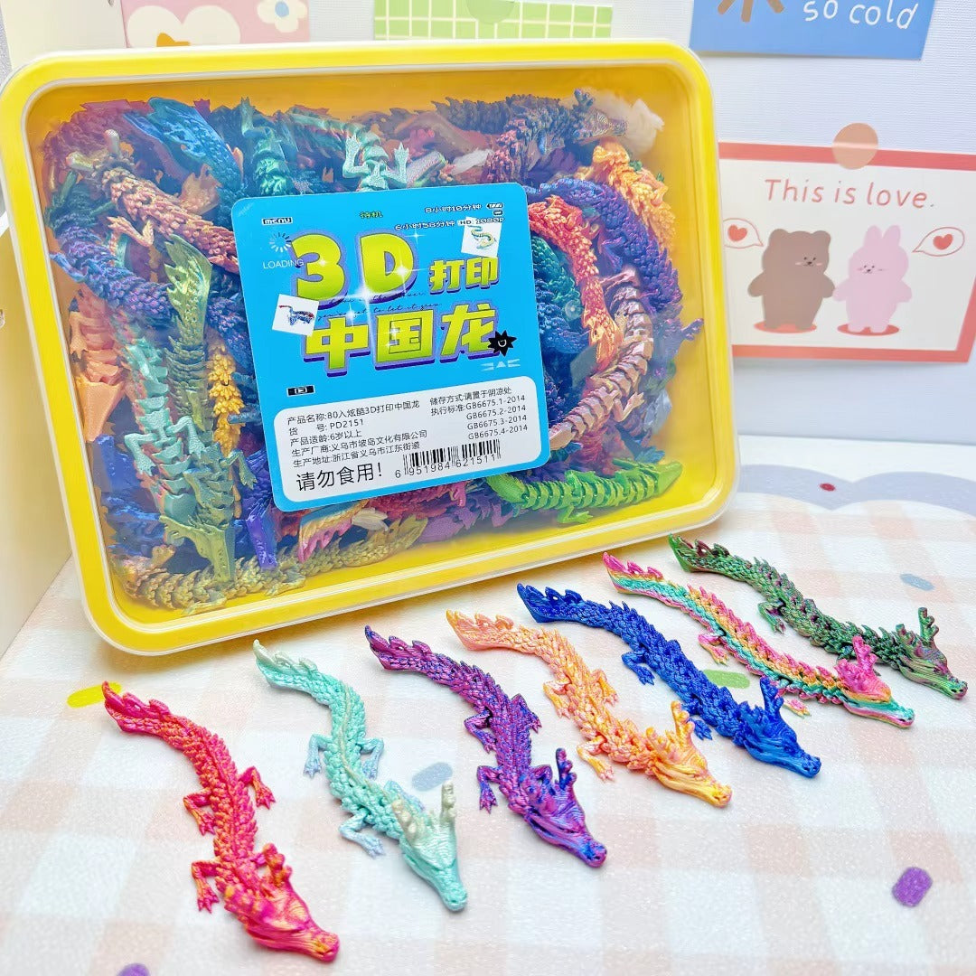 3D Printed 13cm Adorable Mini Chinese Dragon Toy Colorful Articulated Joints Reptile Figure Novelty Gag Toy