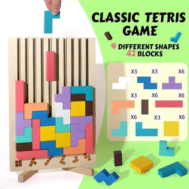 Macaroon Color 3D Russia Puzzle Block Educational Montessori Wooden Jigsaw Toy for Boys and Girls Made of Wood