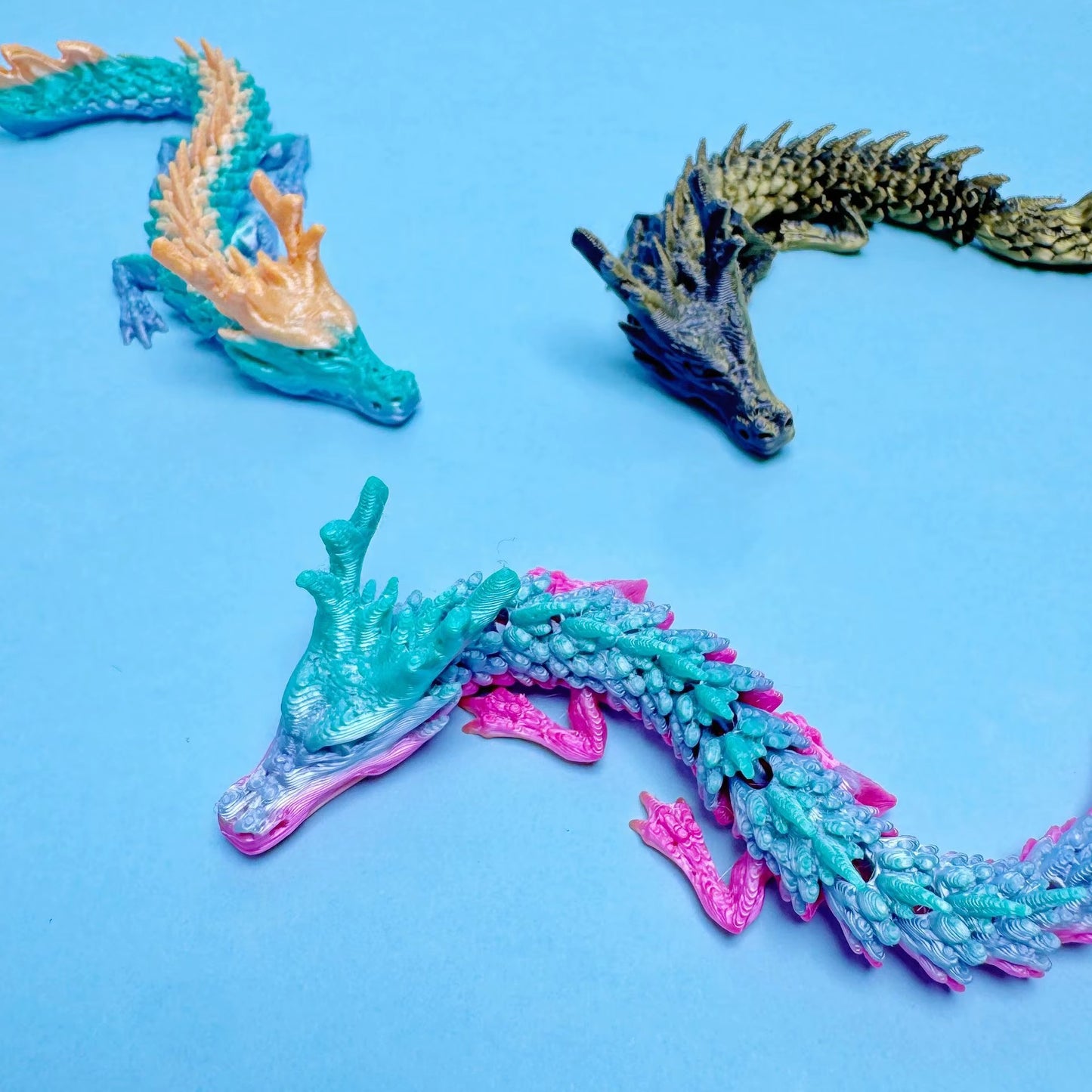 3D Printed 13cm Adorable Mini Chinese Dragon Toy Colorful Articulated Joints Reptile Figure Novelty Gag Toy