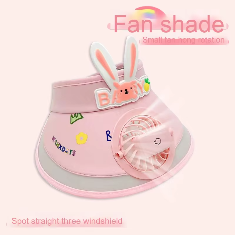 Children's Sun Protection Hat Baby Summer Empty Top Hat Outdoor Cartoon Rabbit Visor Cap With Large Brim