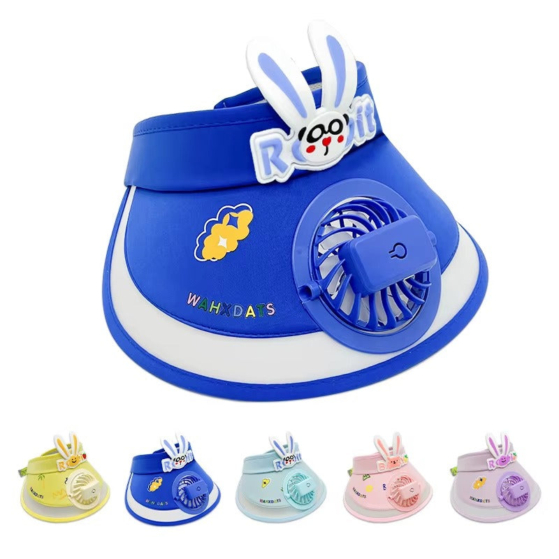 Children's Sun Protection Hat Baby Summer Empty Top Hat Outdoor Cartoon Rabbit Visor Cap With Large Brim