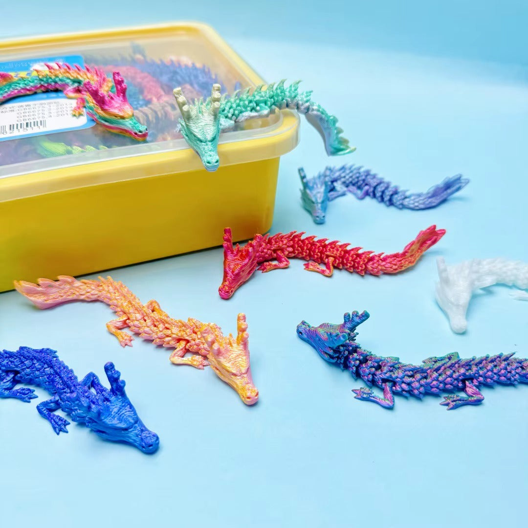 3D Printed 13cm Adorable Mini Chinese Dragon Toy Colorful Articulated Joints Reptile Figure Novelty Gag Toy