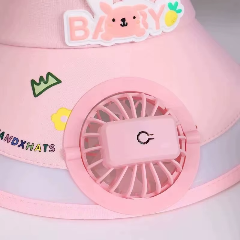 Children's Sun Protection Hat Baby Summer Empty Top Hat Outdoor Cartoon Rabbit Visor Cap With Large Brim