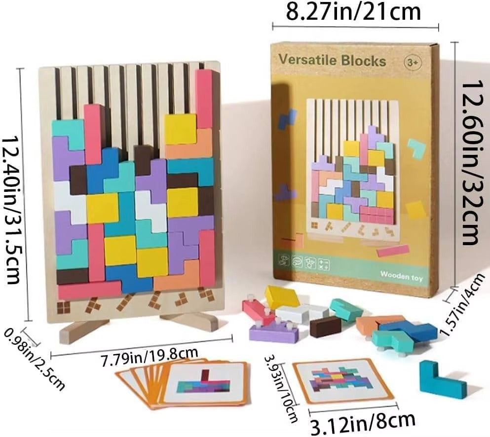 Macaroon Color 3D Russia Puzzle Block Educational Montessori Wooden Jigsaw Toy for Boys and Girls Made of Wood