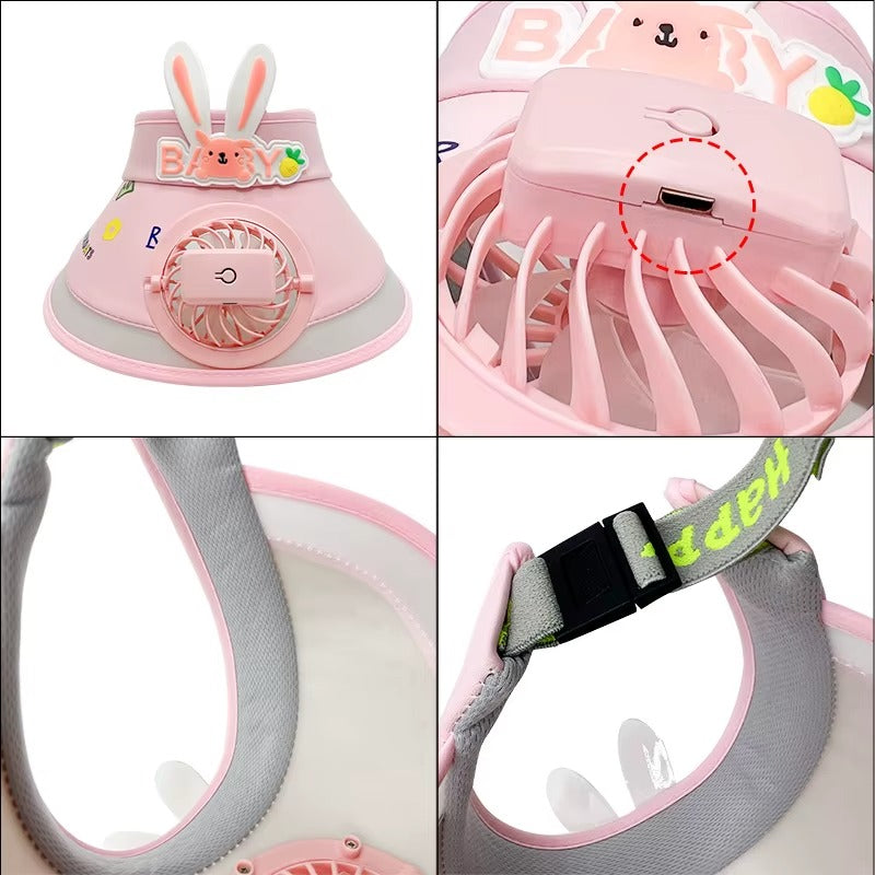 Children's Sun Protection Hat Baby Summer Empty Top Hat Outdoor Cartoon Rabbit Visor Cap With Large Brim