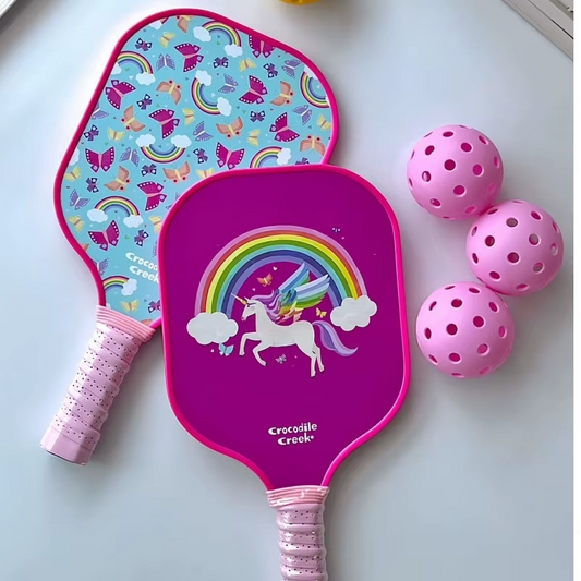 Kids Professional Foldable Pickleball Paddle Set 10.5mm Thick Fiberglass Surface Lightweight
