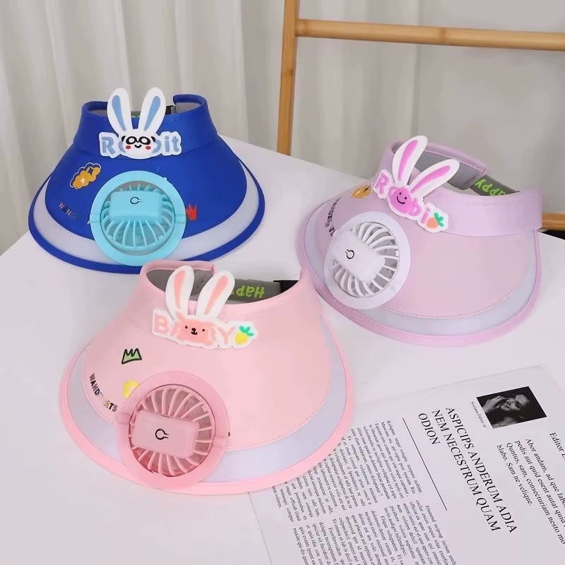 Children's Sun Protection Hat Baby Summer Empty Top Hat Outdoor Cartoon Rabbit Visor Cap With Large Brim