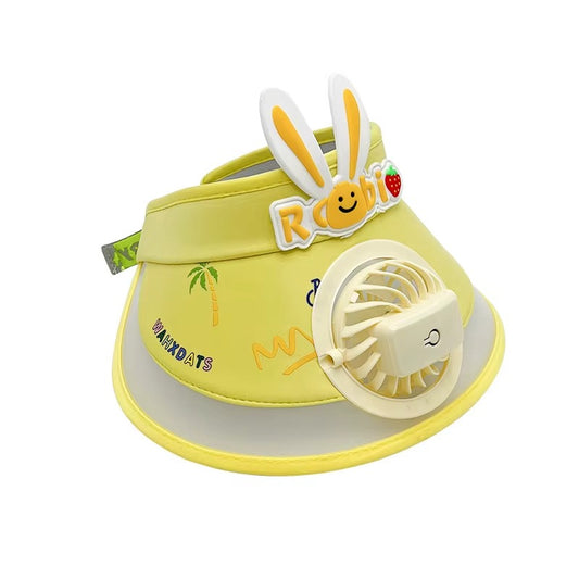 Children's Sun Protection Hat Baby Summer Empty Top Hat Outdoor Cartoon Rabbit Visor Cap With Large Brim